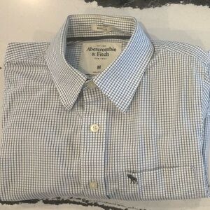 Abercrombie & Fitch Vintage White and Blue Grid Men's Shirt